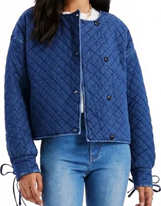 Something Navy Quilted Denim Jacket In Medium Blue