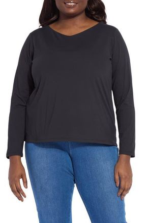 Lyss&eacute; ntial V-Neck Long Sleeve Top in Black at Nordstrom, Size 3 X