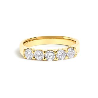 House of Brilliance 14K Gold 3/4 Cttw Diamond 5 Stone Band Ring
