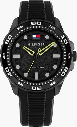 Tommy Hilfiger Mens 42MM Silicone Strap Sport Watch - Black