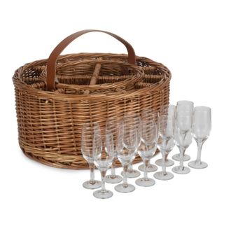 Red Hamper Wicker Light Steamed Garden Party Basket in Brown