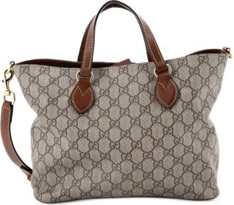 Gucci Convertible Soft GG Coated Canvas with Leather Small tote bag - Bruin