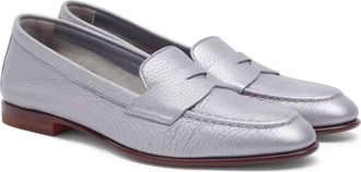 Santoni Womens Famed Loafer In Silver