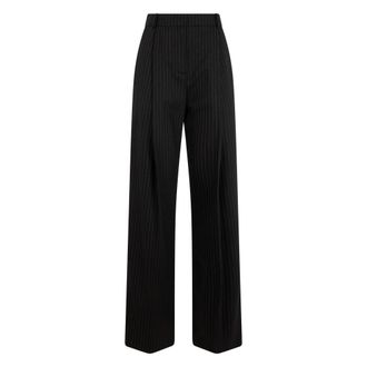 Elisabetta Franchi Pantaloni a Palazzo a Righe - - Trousers - Donna - Nero - L