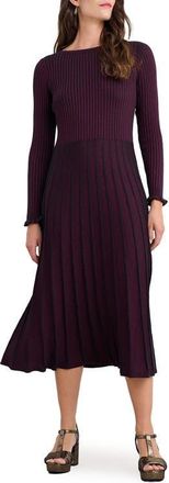 Seasalt Cornwall Glass Stem Metallic Long Sleeve Organic Cotton Blend Sweater Dress in Clove at Nordstrom, Size 10 Us