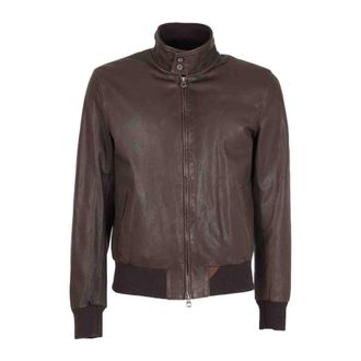 STEWART Modder Interieur Stijl - Heren - Leren en Su&egrave;de Jassen - Bruin - 2XL - Leer - Jassen