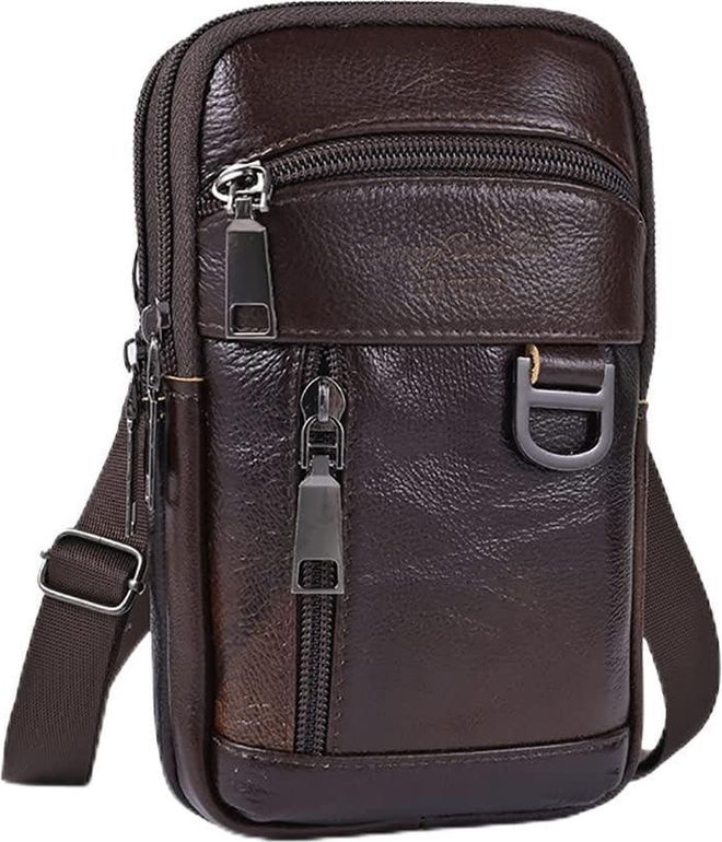 Men Stylish Crossbody Bag Waterproof Leather Vintage Waist Pouch Lightweight Fashion Sling Bag Male Travel Outdoor Bag