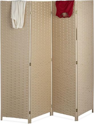 Relaxdays Paravento a 4 Pannelli, HxL: 180 x 180 cm ca., Divisore Pieghevole, Separé per Ambienti Interni, Color Beige - Relaxdays