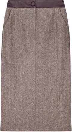 A|X Armani Exchange Visgraat Kokerrok - Dames - Kokerrokken - Bruin - M - Wol - Rokken