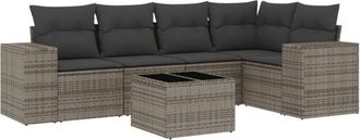 vidaXL Vidaxl - Set De Muebles De Jard&iacute;n 6 Pzas Y Cojines Rat&aacute;n Sint&eacute;tico Gris