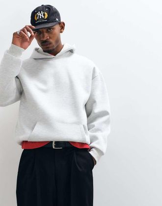 Asos felpa con cappuccio oversize in tessuto scuba grigio m&eacute;lange