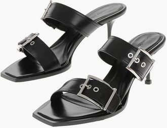 Alexander McQueen Leather Sandals with Double Buckle and 7cm Stiletto Heel size 37,5