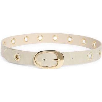 Linea Pelle Grommet Oval Buckle Belt in Bone at Nordstrom Rack, Size X-Large