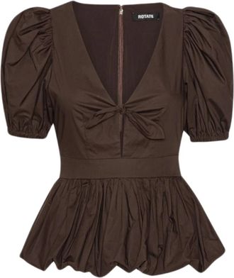 Rotate Katoenen Blouse - Dames - Blouses - Bruin - S - Katoen - Overhemden