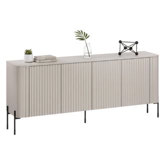 Dmora Aparador Laion, Aparador De Sal&oacute;n Con Cuatro Puertas Batientes, Elevado Del Suelo, 190 X 40 X 80 Cm, Beige