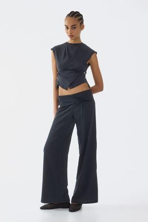 H&M Tie-detail jersey pants in Dark Blue at Nordstrom, Size Xx-Large