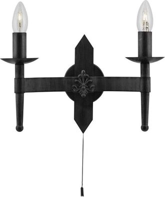Searchlight Cartwheel - Aplique De Pared De Vela De Interior 2 Luces Negro, E27 - Searchlight