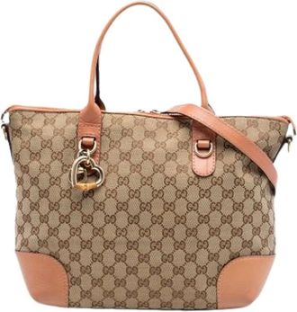 Gucci Pre-owned Handbags, female, Beige, Size: ONE SIZE Pre-owned Vintage Canvas Satchel