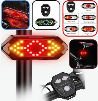 No Brand Kit Con Luz Trasera Para Bicicleta Con Efectos De Parpadeo, Efectos De Sonido, Intermitentes, Control Remoto Inal&aacute;mbrico, 5 Modos De Iluminaci&oacute;n Difer