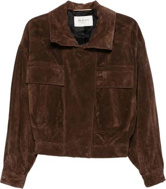 Saint Laurent Dames, Jassen, Bruin, Maat: M Leer