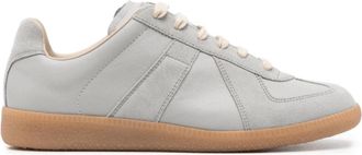 Maison Margiela Blauw-grijze leren sneakers met kenmerkend motief - Dames - Sneakers - Grijs - 36 1/2 EU - Leer - Schoenen
