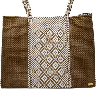 Lola's Bag Womens Travel Handmade Aztec Tote Bag With Clutch In Dark Gold