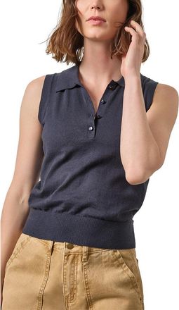 Lilla P Sleeveless Linen-Blend Polo Sweater