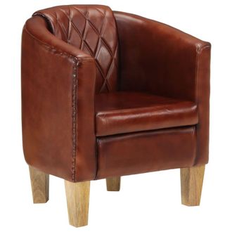 vidaXL Sill&oacute;n Butaca De Cuero Aut&eacute;ntico Marr&oacute;n Vidaxl