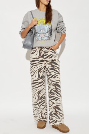 Ganni Sweatshirt With Colorful Print, Womens, Grey