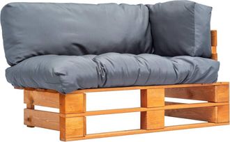 vidaXL Sof&aacute; De Jard&iacute;n De Palets Con Cojines Grises Madera De Pino Vidaxl