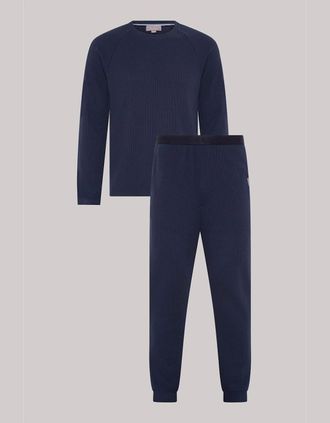 Ted Baker Mens Lettering Crew Neck Long Sleeve Pyjama Set - Navy - Size: XL 5