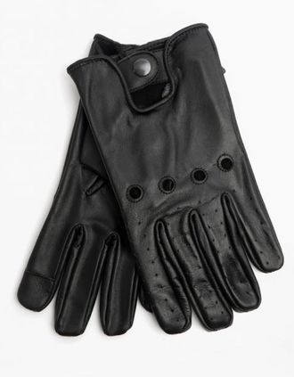 Jack & Jones Mens Jack & Jones DRIVER Mens Leather Driving Gloves Black - Size: S/M