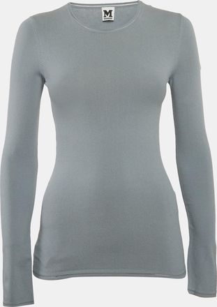 M Missoni Grey Stretch Knit Crewneck Sweatshirt