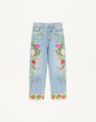 Valentino Embroidered Denim Trousers Wo