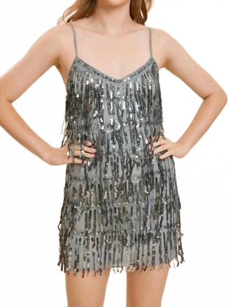 Mustard Seed Open Back Sequin Tiered Dress In Silver
