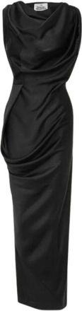 Vivienne Westwood Kleedjes, Dames, Zwart, S, Satijn, Long Fond Dress