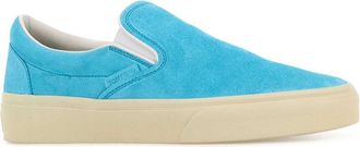 Tom Ford Mens Light Blue Suede Slip Ons Sneaker