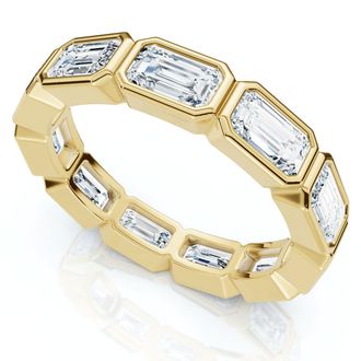 Pompeii3 3Ct Emerald Cut Diamond East West Eternity Ring 14k Gold or Platinum Lab Grown