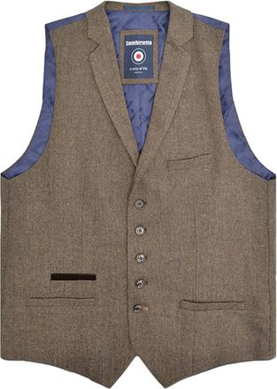 Lambretta Heren Morgan Herringbone Gilet (Bruin)