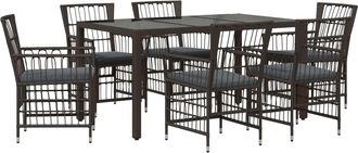vidaXL Juego De Comedor Para Exteriores 7 Uds. Negro Rat&aacute;n Sint&eacute;tico Vidaxl