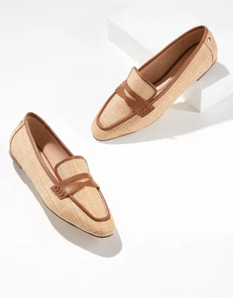 Talbots Erin Straw Raffia Loafers - Natural/Jasper - 10 1/2 M Talbots