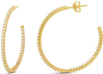 SHYMI Cubic Zirconia Pavé Inside Out Hoop Earrings in Gold/White at Nordstrom