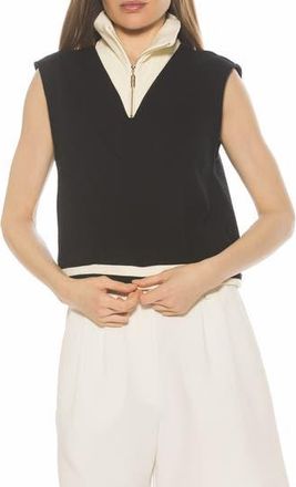 Alexia Admor Denise Collared Top in Black/Ivory at Nordstrom Rack, Size X-Small