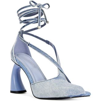 Azalea Wang Buiky Ankle Wrap Sandal in Denim at Nordstrom, Size 7.5