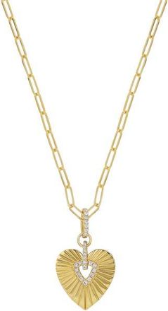 Bony Levy Kiera Diamond Heart Medallion Necklace in 18K Yellow Gold at Nordstrom, Size 20