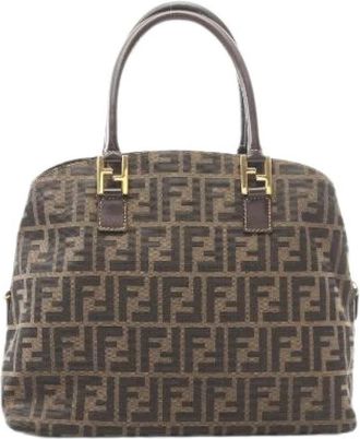 Fendi Pre-owned Zucca Canvas Leather Handbag - Dames - Vintage Handtas - Bruin - ONE Size - Leer - Vintage