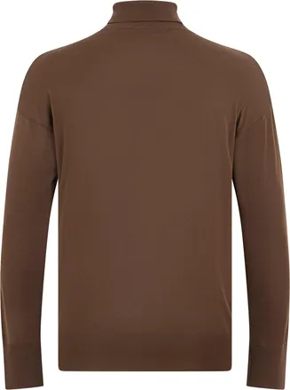 Max Mara Womens High-Collar Sweater Dark Gold Virgin Wool