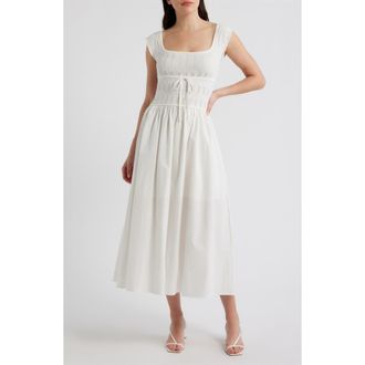 Blu Pepper Cap Sleeve Midi Dress in White at Nordstrom, Size Medium