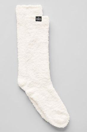 Alo | Womens Plush Lush Socks in Ivory White