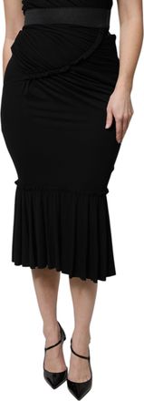Dolce & Gabbana Womens Black Mermaid Cut High Waist Midi Skirt Viscose Elastane